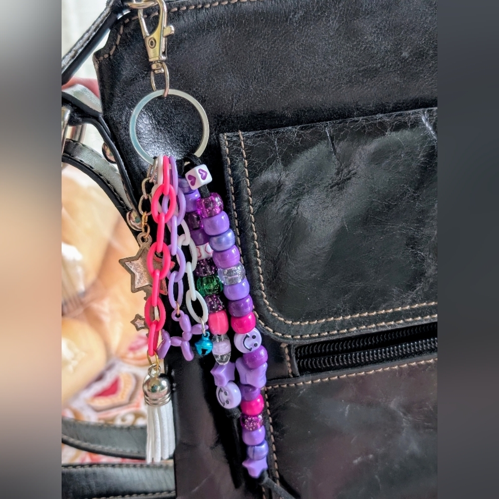 Colorful Beaded Keychain/Bag Charm with Fun Charms - Picture 3 of 5